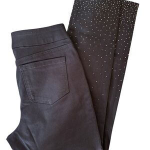 Chico’s Pull On Rhinestone Embellished Black Jeggings Jeans Sz 0/4R Stretch